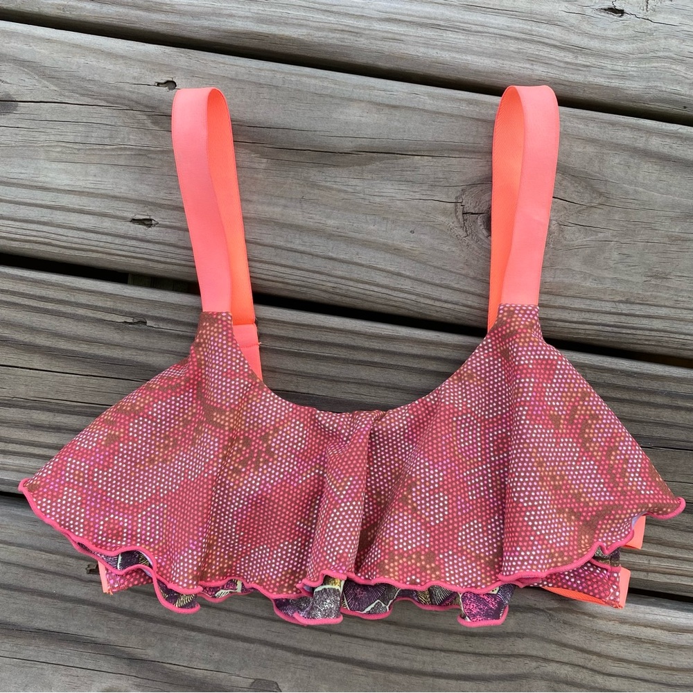 Maaji Ruffle Bikini Top Dot Floral Music Note Print